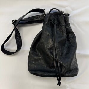 Seven Hills Black Leather Bucket Bag